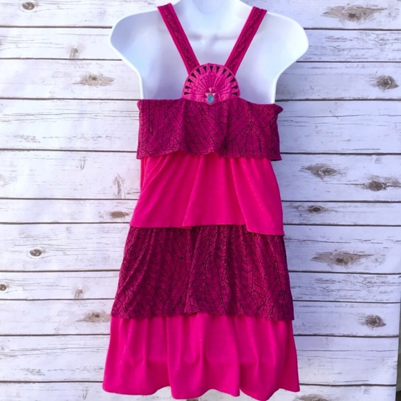 True Freedom Pink Layered Tibal Motif Sun Dress - Picture 2 of 7